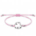 Pulseira ajustável com trevo da sorte em fio rosa, detalhe elegante e simbólico