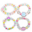 Pulseiras elásticas infantis com miçangas coloridas, design divertido e alegre