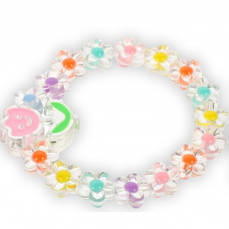 Pulseiras elásticas infantis com miçangas coloridas, design divertido e alegre