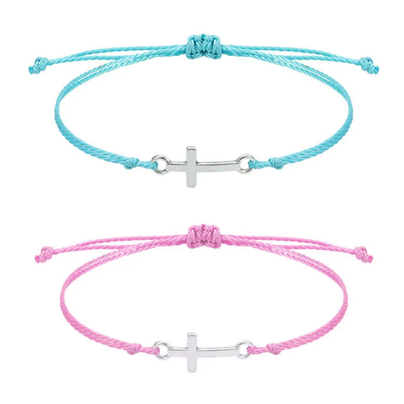 Pulseiras de cruz de metal ajustáveis, design delicado e significativo