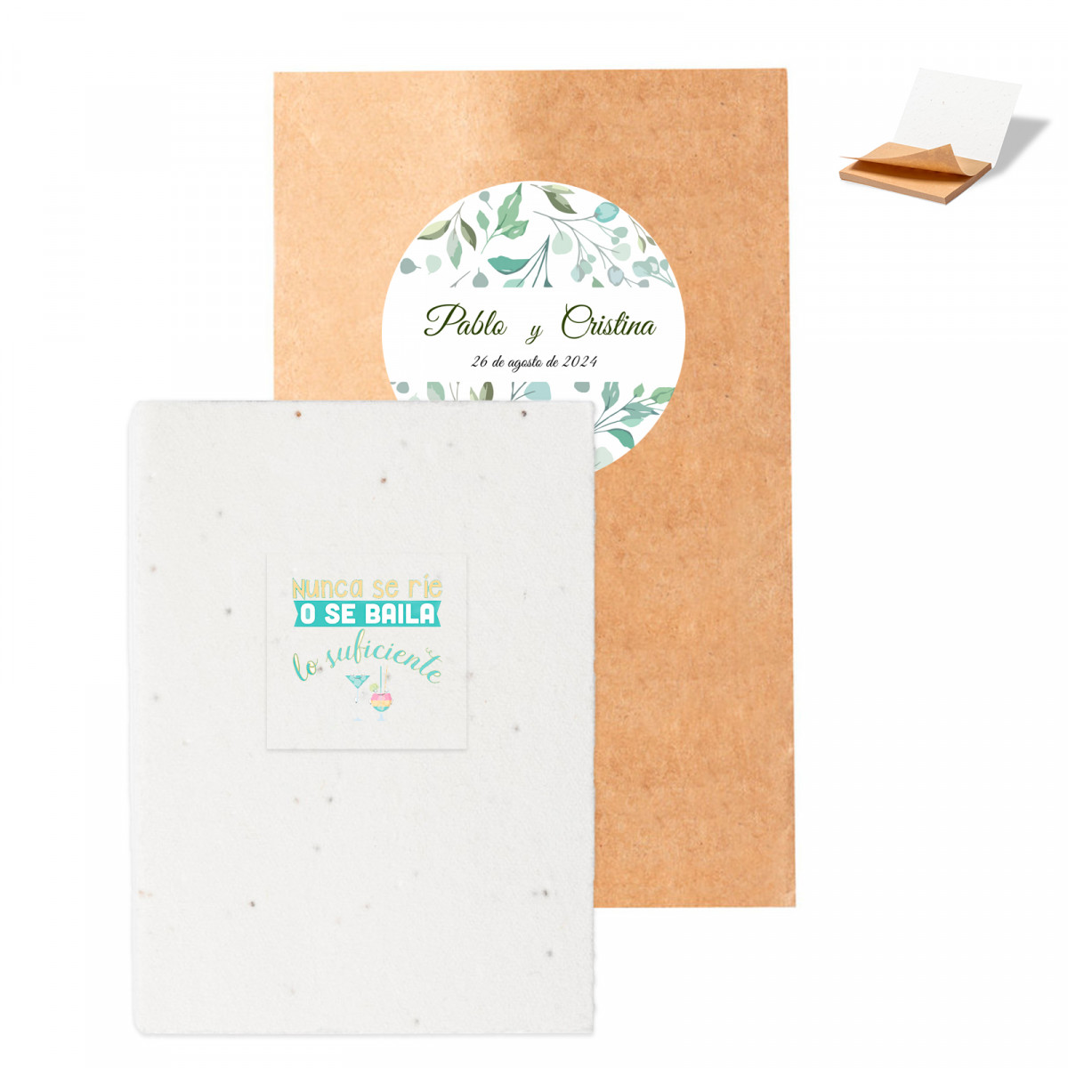 Bloco de notas eco com capas de sementes para plantar em envelope kraft personalizado para detalhes de festas e eventos