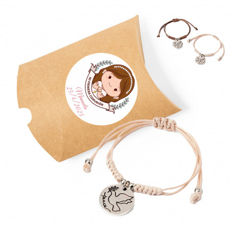 Pulseira de comunhão em estojo kraft personalizável para presentear