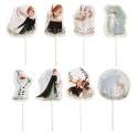 Embalagem com 30 unidades de toppers de papel frozen design com 6 modelos diferentes