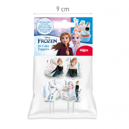 Embalagem com 30 unidades de toppers de papel frozen design com 6 modelos diferentes