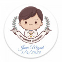Brilho labial azul em estojo kraft com adesivo de primeira comunhão para menino para detalhes