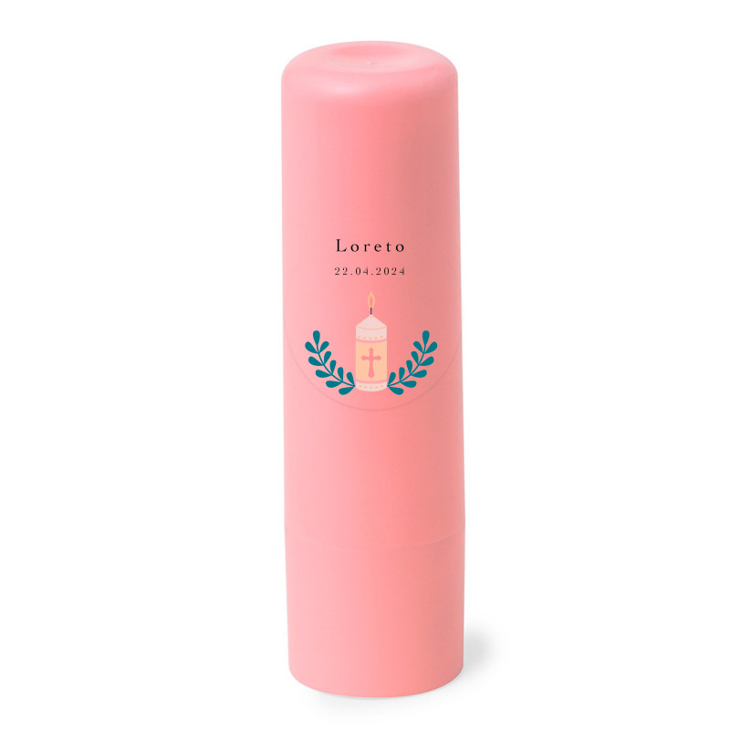 Bálsamo labial rosa com adesivo para detalhes festas e eventos