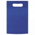 Garrafas de vinho e saca-rolhas em bolsa azul personalizada para detalhes do Dia dos Pais