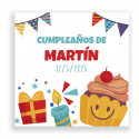 Apito com luz apresentado em envelope vermelho com adesivo personalizado de aniversário