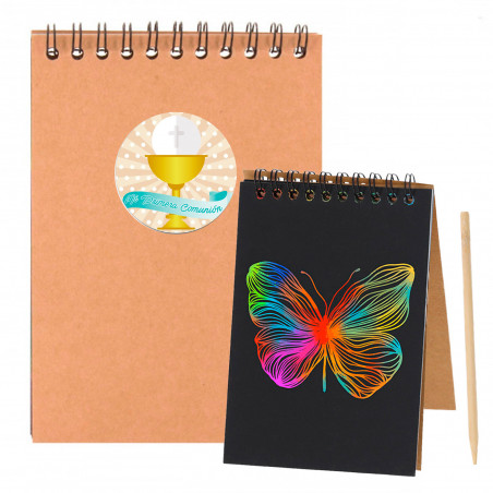 Caderno mágico com adesivo minha primeira comunhão para presentear