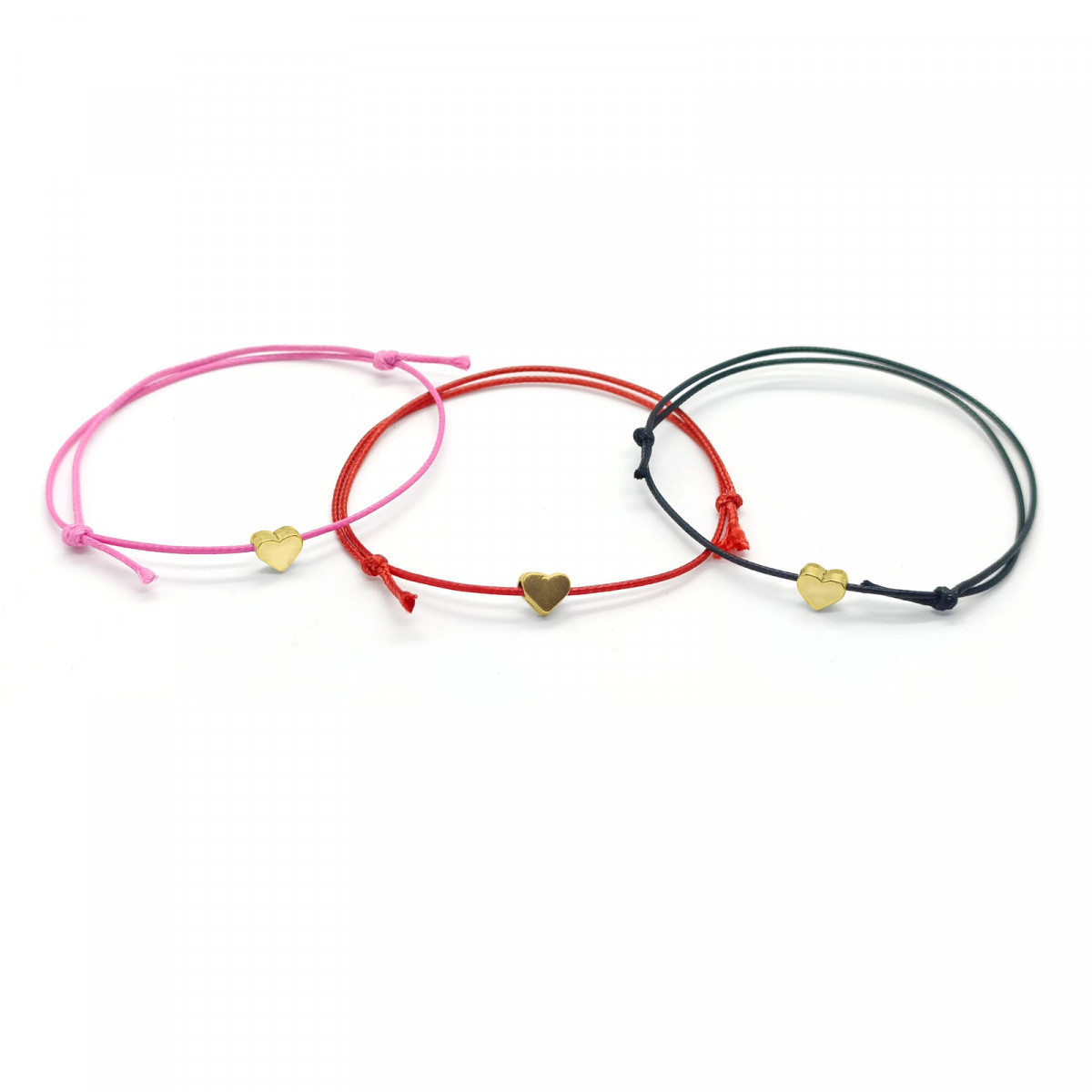 Pulseira de cordão fino com coração de prata