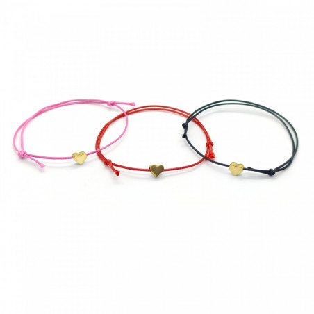 Pulseira de cordão fino com coração de prata