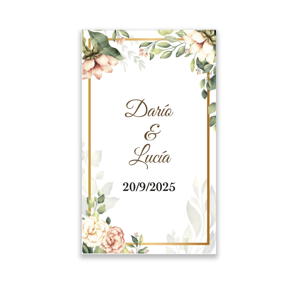 Adesivo retangular 3x5 com flores personalizado para eventos
