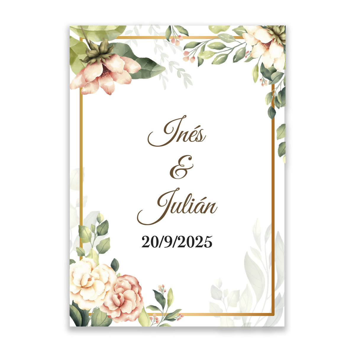 Adesivo retangular 5x7 com flores personalizado para eventos