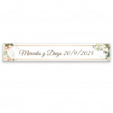 Adesivo retangular 5x1 com flores personalizado para eventos