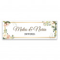 Etiqueta adesiva personalizada para casamentos Design floral elegante 6x2cm