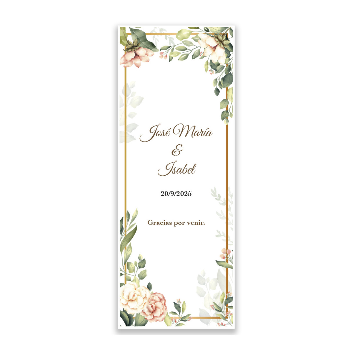 Adesivo floral retangular personalizado 5 x 13 cm