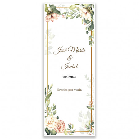 Adesivo floral retangular personalizado 5 x 13 cm