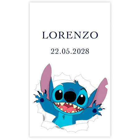 Adesivo 3x5cm stitch personalizável para eventos
