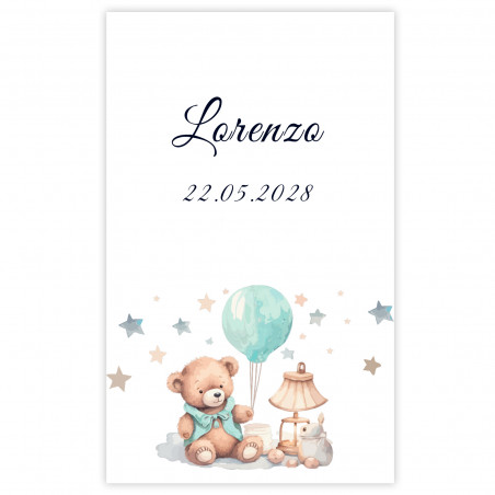 Adesivo 5x7cm design urso para batizados