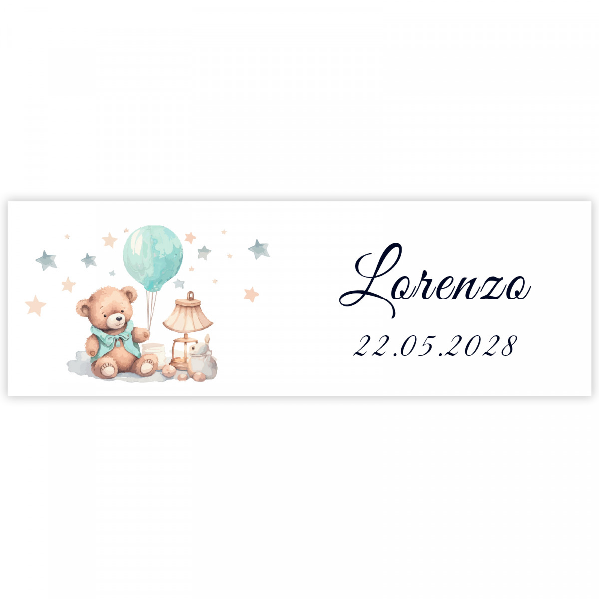Adesivo 6x2 design de urso para batizados