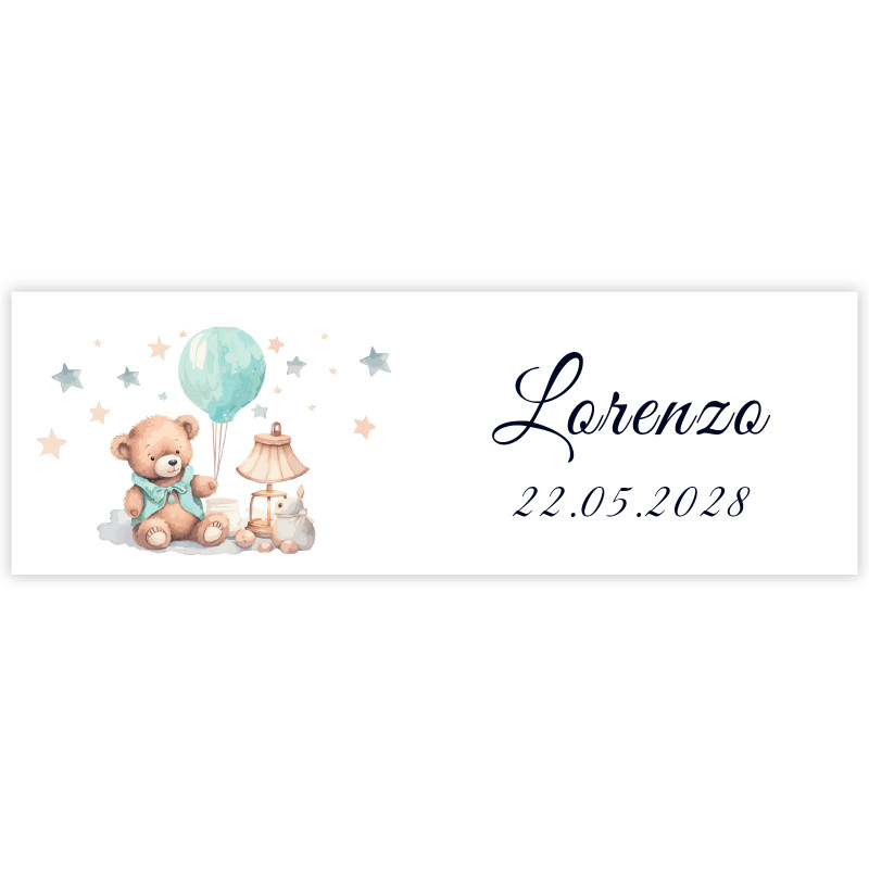 Adesivo 6x2 design de urso para batizados