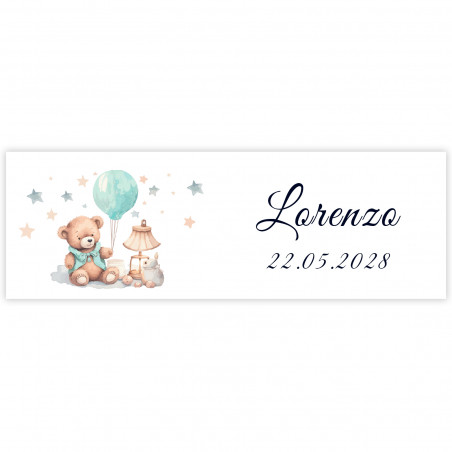 Adesivo 6x2 design de urso para batizados