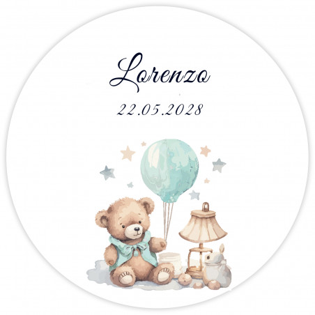 Adesivo redondo de 2 cm com design de urso personalizável para eventos