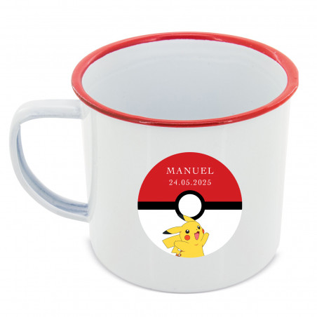 Caneca de metal personalizada com adesivo pikachu