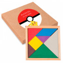 Quebra-cabeça de madeira em caixa com adesivo de design pokemon personalizável para presentear