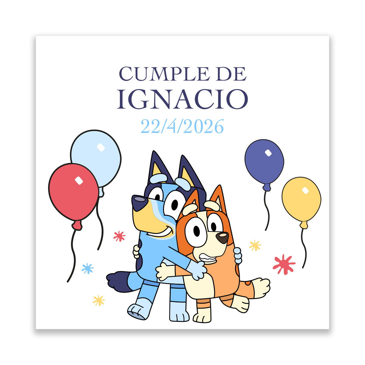 Adesivo Personalizado Bluey e Bingo Ideal para Aniversários e Eventos Infantis 5x5cm