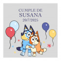 Adesivo Personalizado Transparente de Bluey e Bingo Ideal para Aniversários e Festas Infantis 5x5cm