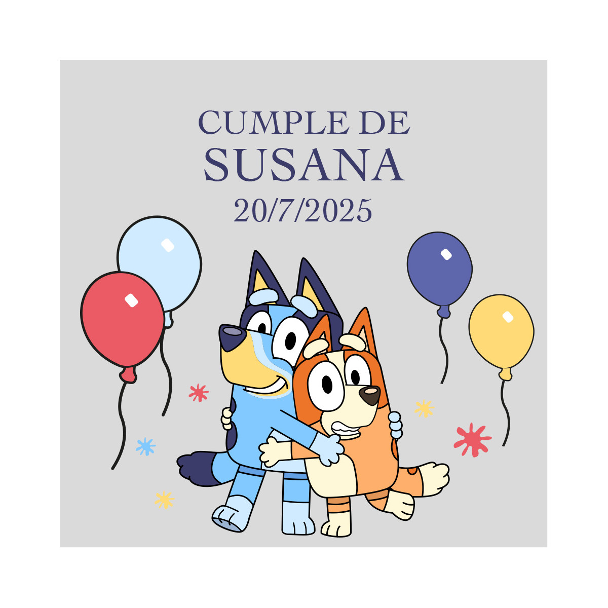 Adesivo Personalizado Transparente de Bluey e Bingo Ideal para Aniversários e Festas Infantis 5x5cm