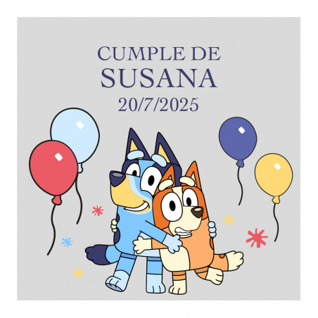 Adesivo Personalizado Transparente de Bluey e Bingo Ideal para Aniversários e Festas Infantis 5x5cm