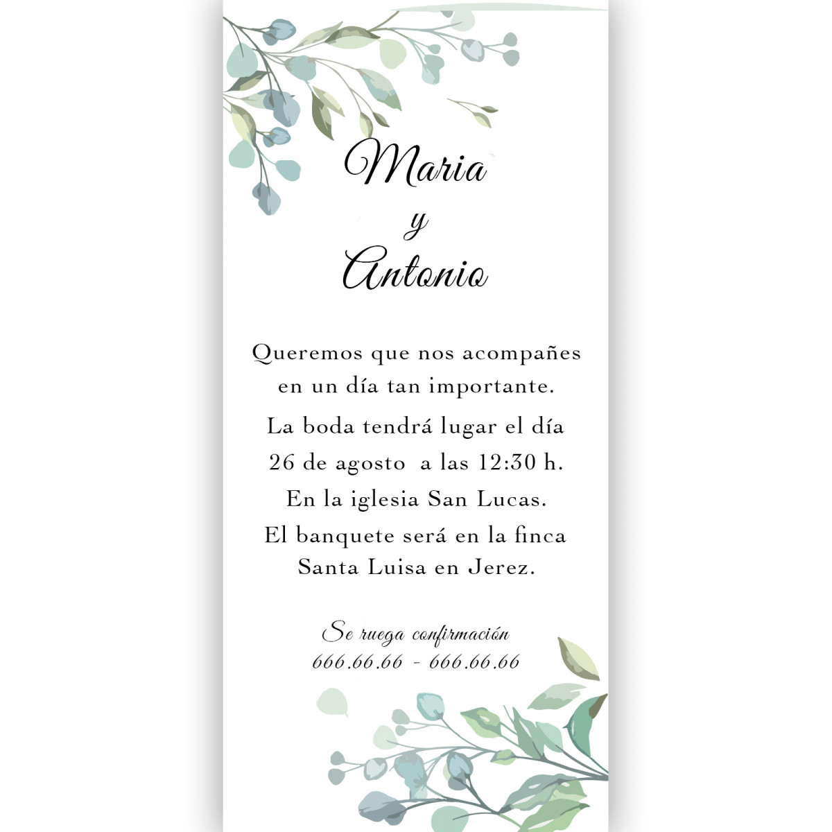 Convite de casamento elegante com design floral Personalizável