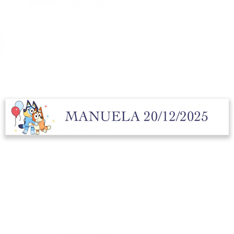 Adesivo personalizado Bluey para detalhes de aniversários e eventos 5x1cm