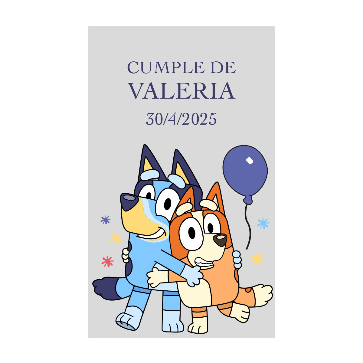Etiqueta Transparente Personalizada para Aniversários com Personagens Infantis Blue e Bingo 3x5cm