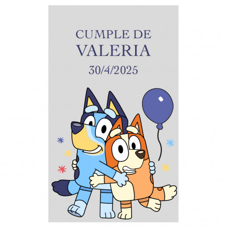 Etiqueta Transparente Personalizada para Aniversários com Personagens Infantis Blue e Bingo 3x5cm