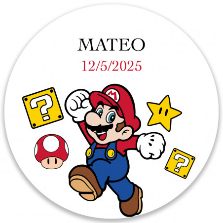 Adesivo super mario 5cm redondo para personalização