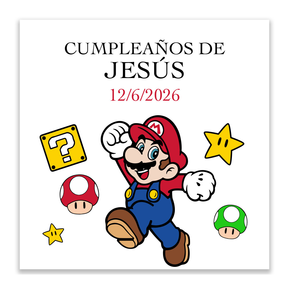 Adesivo personalizado do Super Mario ideal para aniversários 5x5cm