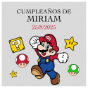 Adesivo transparente personalizado com design de videogames perfeito para aniversários 5x5cm