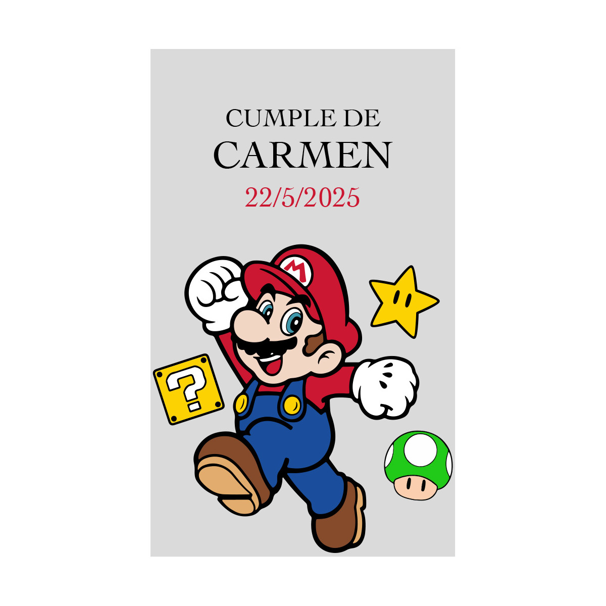 Adesivo personalizado transparente do Super Mario ideal para eventos especiais 5x3cm