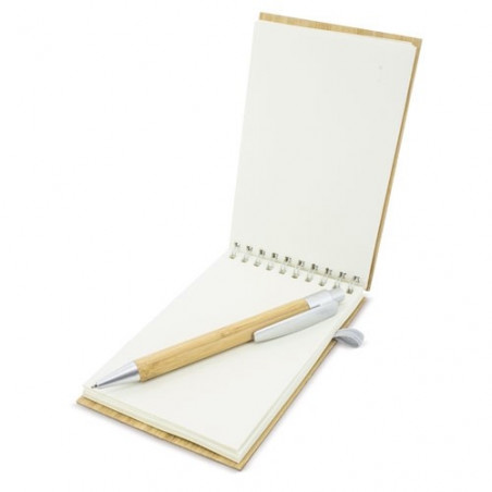 Caderno de bambu personalizado para casamento com caneta