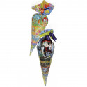 Cone de doces com livro para colorir e caixa de giz personalizada em caixa de pirata para detalhes