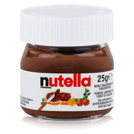 Nutella 25 gr em pote de vidro com adesivo personalizável para presentear