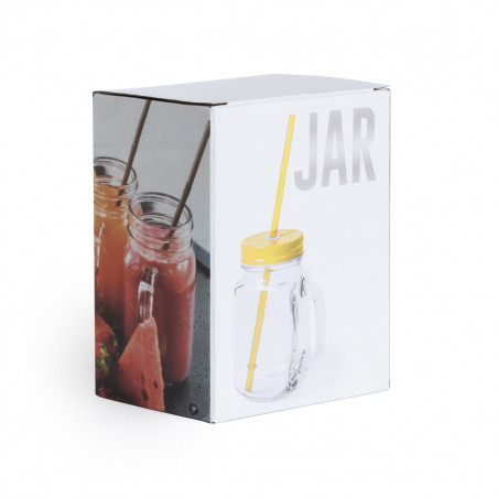 Frasco de vidro com canudo com adesivo natalino personalizável para lembrancinhas