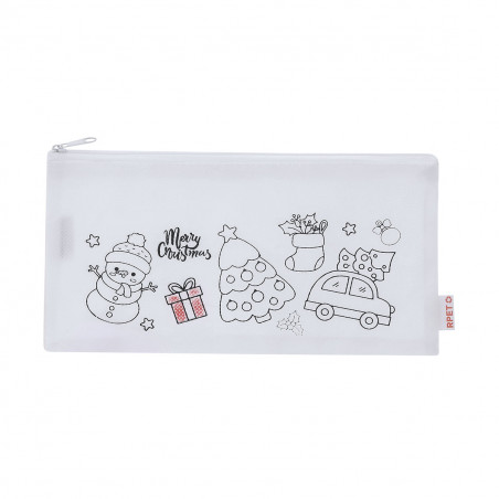 Estuche de Natal para colorir com giz de cera e etiqueta com adesivo personalizável para detalhes