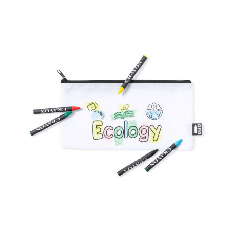 Estojo para colorir com giz de cera colorido e adesivo para presente para detalhes