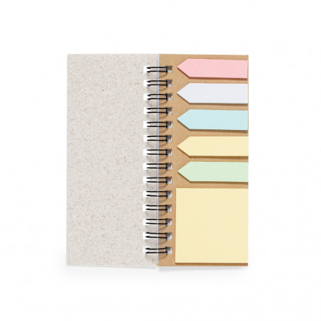 Caderno com post-its e folhas com adesivos de Natal para personalizar com uma frase