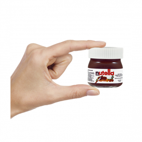 Nutella 25 gramas em pote de vidro com adesivo floral personalizado de 3 cm para mais detalhes