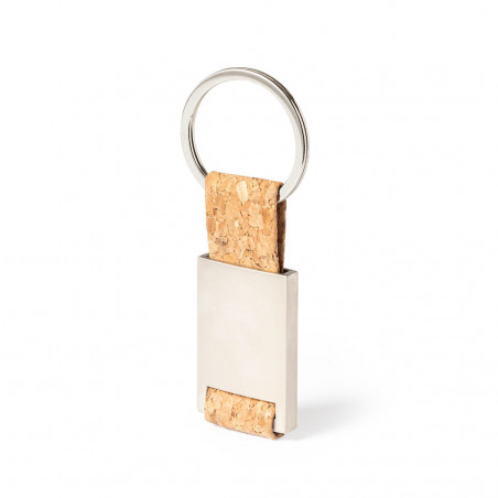 Chaveiro de cortiça e metal com adesivo personalizado de batizado